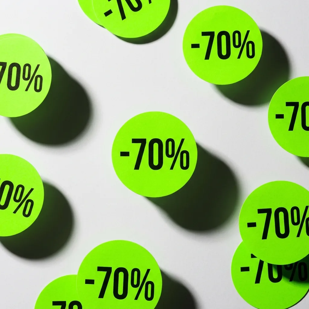 Naklejki cenowe „-70%” zielony fluo