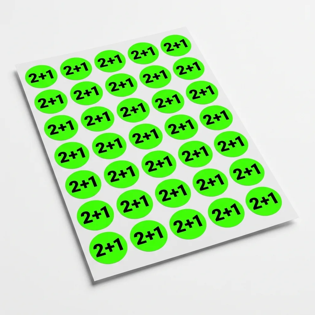 Naklejki cenowe „2+1” zielony fluo